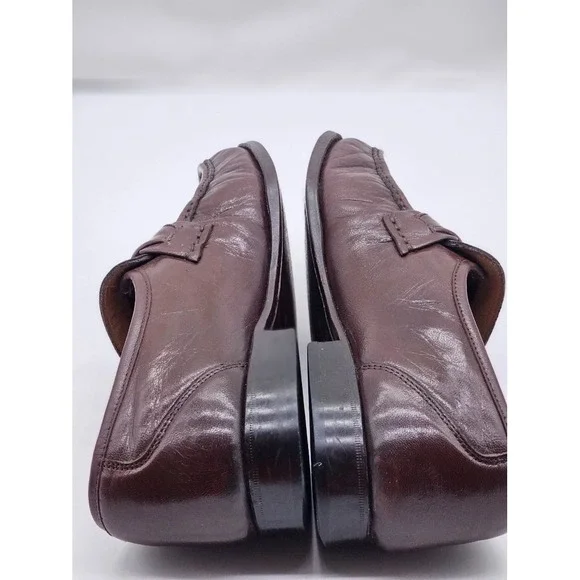 Oakton Classic Men Loafers 8.5 D Shoes Brown Leather Slip On Tassel Flats - Picture 3 of 13